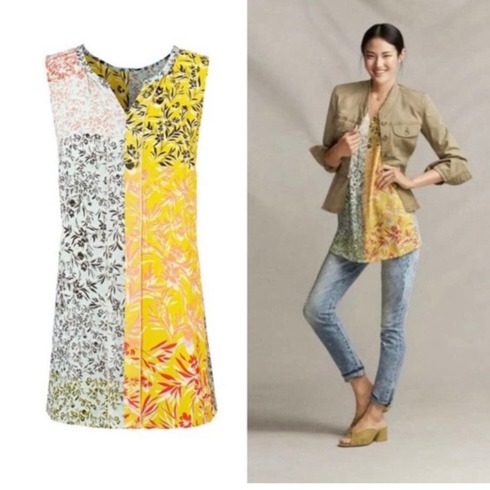 CAbi 5547 golden glow multi color floral blouse L